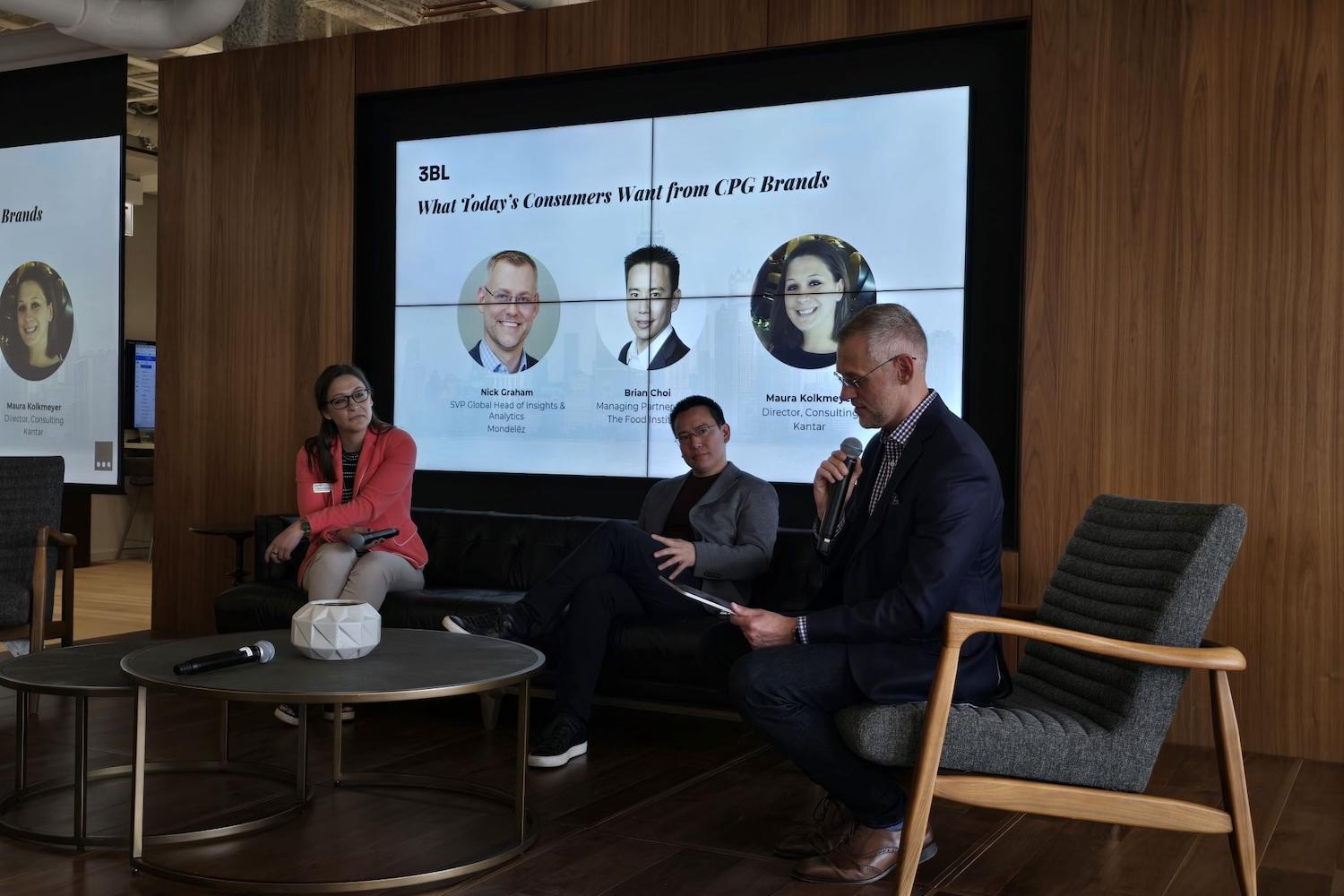 Nick Graham of Mondelez International speaks on a panel at an event
